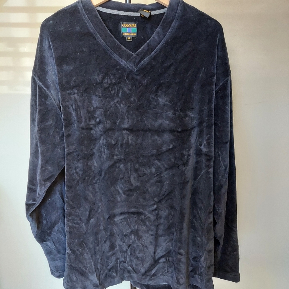Colours Alexander Julian Mens VelourV Neck Pullover Top XL
